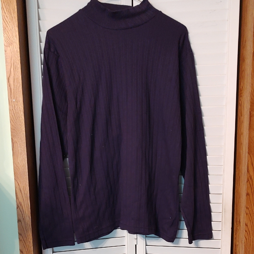 Bobbie Brooks Deep Purple Mock Turtleneck Ribbed Top